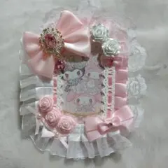 B8 硬質ケース 白 ピンク レース 薔薇 トレカケースデコ