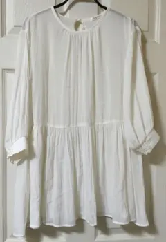 （美品）GLACIER 五分袖 シフォンチュニック Мサイズ