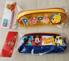 平成レトロ！プーさん・ミッキーマウス ペンケース2個セット