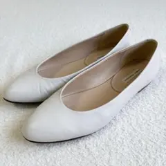 良品 サイズ36 ファビオルスコーニ フラットレザーパンプス ホワイト