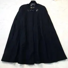 美品 ZARA マンテコ ウール ブラック ポンチョ 金具