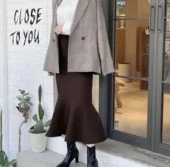 GRL マーメイドニットスカート ブラウン　タグ付き［dr353］