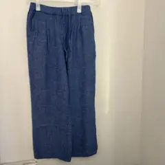 Samansa Mos2青色 ワイドパンツ ゴムウエスト