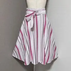 ミッシュマッシュ プチ ストライプ ミディ フレア スカート