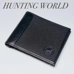 極美品 ハンティングワールド 本革二つ折り財布 黒 象ロゴ 小銭入れ コンパクトのサムネイル