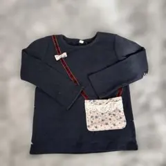 ネイビー 長袖カットソー リボン付き