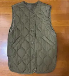 オリーブグリーン キルティングジャケット ノースリーブ