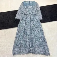 ❤️アパートバイローリーズ/M/青/レース/ロングワンピース/総レース/七分袖のサムネイル