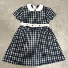 緑と白のチェック柄半袖ワンピース