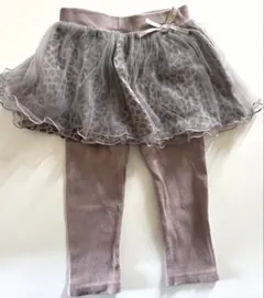 【美品】プティマイン 90 チュールスカート付きレギンス レオパード スカッツ