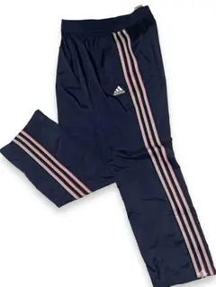 00s adidas ナイロントラックパンツ　紺赤　y2k