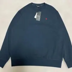 POLO ネイビー クルーネック トレーナースウェット裏起毛赤ロゴ新品‼️