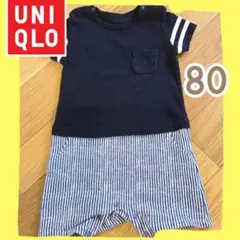 UNIQLO ベビー ロンパース 80cm ネイビー ストライプのサムネイル