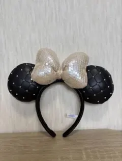 ディズニー ミニー　パール　レザー　カチューシャ