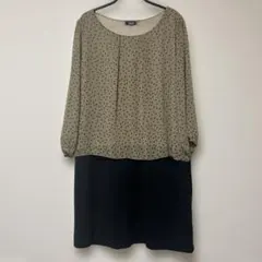 PART2 ドット柄 長袖 膝丈ワンピース