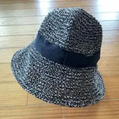 【未使用品】Ray Beams リボン付き黒と白ストライプ麦わら帽子