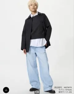 UNIQLO バギーカーブジーンズデニム丈短め22/147cohinasirin