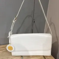 シマダ　ジュンコ　クロコ型押し ハンドバッグ ホワイト