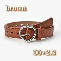 キッズ　ベルト　ブラウンハート　細め　調整　ジュニア　人気　子供