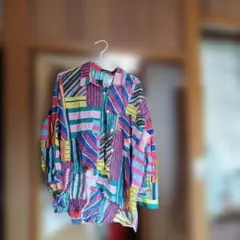 美品 カラフルストライプ長袖シャツ