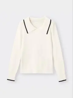 GU リブバイカラーセーター