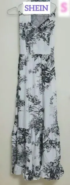 SHEIN マキシワンピース キャミワンピ 花 エスニック柄 ホワイト ロング丈