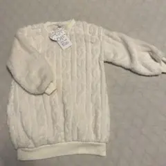 ホワイト ケーブル編み風 ニット110cm