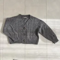 GU ケーブル編みニットカーディガン　130 グレー　ジーユー