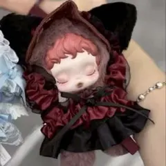 【ぬい服】スカルパンダ POPMART 黒猫　猫耳　 着せ替え