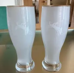 【新品・最終価格】明治記念館　金鶏文　ビアグラス　泡持ち加工グラス　ペア　ビール