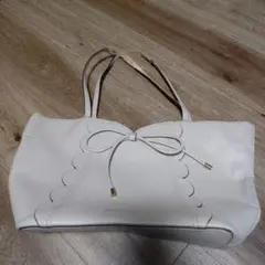 ベージュ鞄　リボン付きサマンサタバサ　激安　ジャンク　デカバッグ