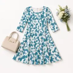 【31 Sons de mode】新品 花柄 ワンピ S 水色 春夏 フレア