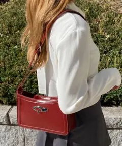 【完売商品】WEGO BIGメタルパーツショルダー バッグ 赤 ハンドバッグのサムネイル
