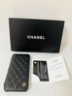 CHANEL ブラックレザー 手帳型ケース