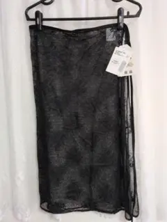 花柄レース巻スカート　レース　黒