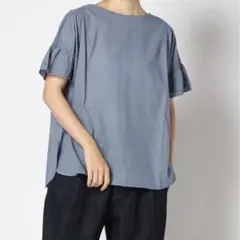 Samansa Mos2 サマンサモスモス 変り織り袖フリルTブラウス