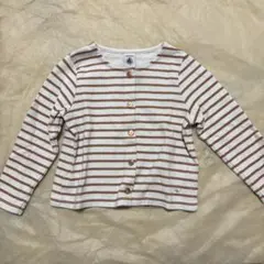 プチバトー　ボーダーオレンジラメ　カーディガン