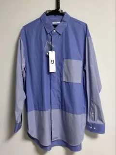 割引 UNIQLO ＋U スーピマコットンオーバーサイズシャツ長袖 L ユニクロ