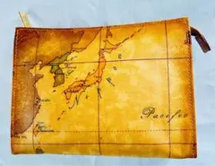 【極美品・日本地図】プリマクラッセ 地図柄 ポーチ NIPPON 希少柄のサムネイル