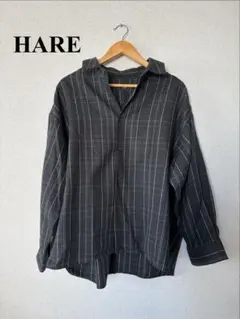 HARE チェックシャツ 黒系 S 春物 ビッグシルエット