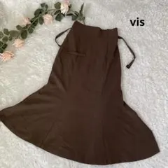 VIS ハイウエスト フレアスカート ブラウン Mサイズ