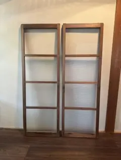 昭和レトロ 木枠窓 曇りガラス アンティーク DIY 2セット