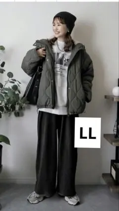 しまむら 新品 omi フードボア キルト ブルゾン LL