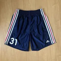 adidas アディダス ハーフパンツ スリーライン ネイビー トリコロール