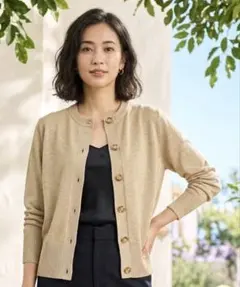 極美品★ELFRANK エルフランク ラメニット カーディガン　ベージュ　S