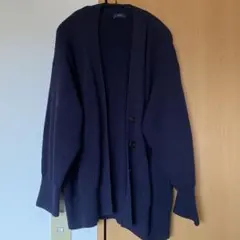 SHIPS ネイビー リブ編みカーディガン