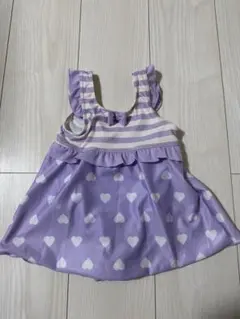 紫色ハート柄ワンピース水着