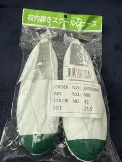 上靴　上履き　体育館シューズ　スクールシューズ　21.5 ホワイト　グリーン