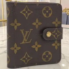 人気 ルイヴィトン モノグラム コンパクトジップ 二つ折り財布 ブラウン