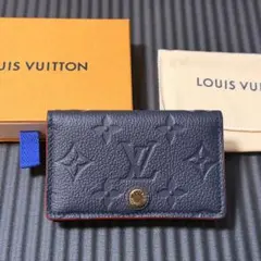 LOUIS VUITTON ネイビー カードケース　イニシャル入り　ほぼ未使用